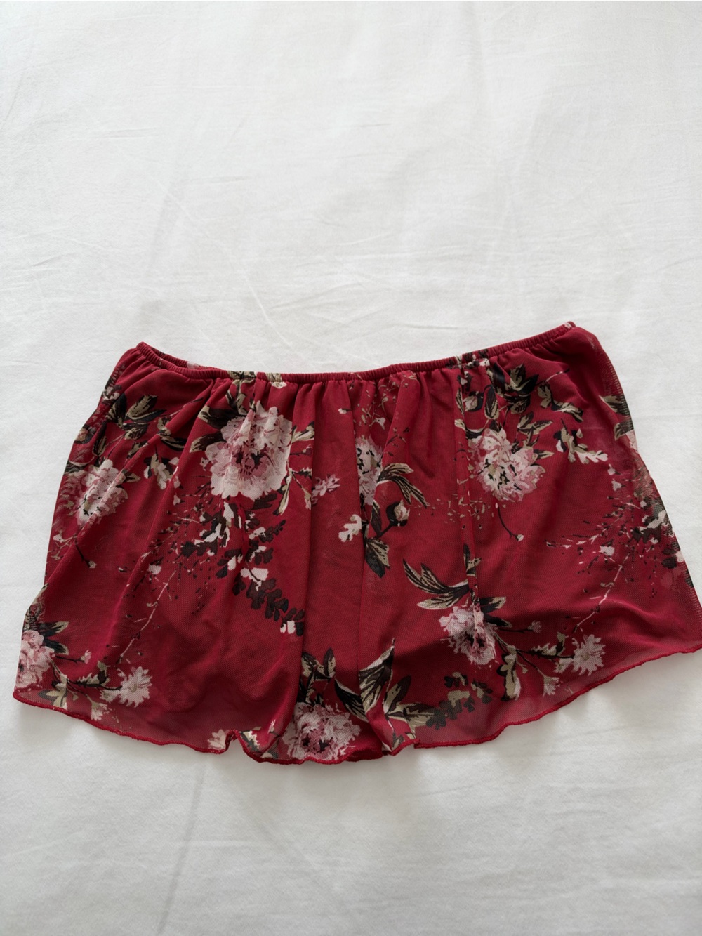 Charlotte Russe Burgundy Floral Strapless Bandeau Top